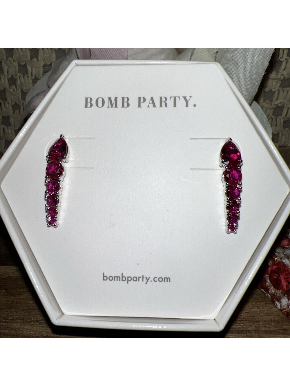 Bomb Party Earrings. July Birthday. Dripping In Gems. Ruby Corundum. Rhodium.